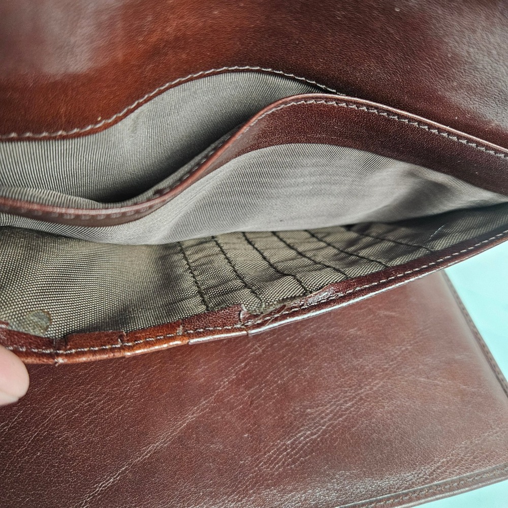 Brahmin Tuscan Croc leather wallet, two toned brown checkbook vintage wallet - Picture 9 of 10